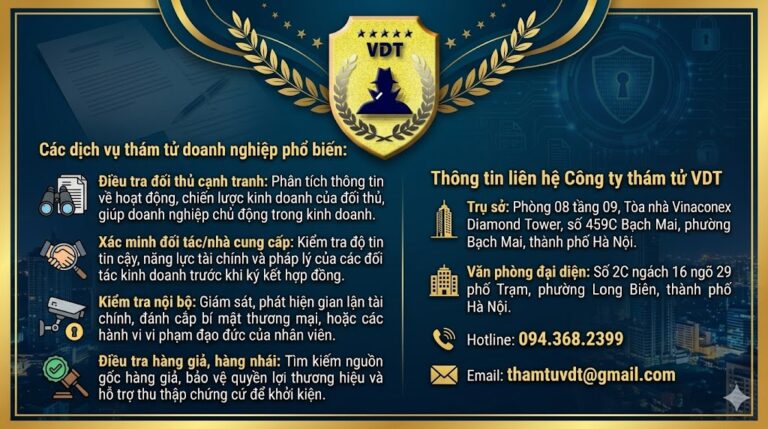 Dịch vụ thám tử ĐIỀU TRA nội bộ công ty doanh nghiệp uy tín 100%