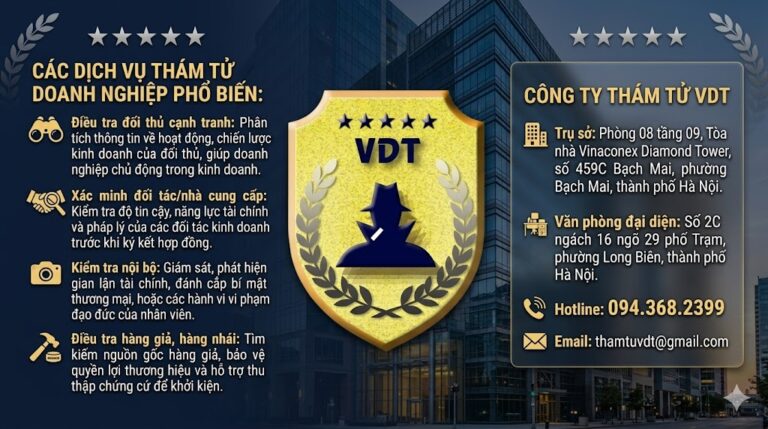 Các dịch vụ thám tử doanh nghiệp phổ biến