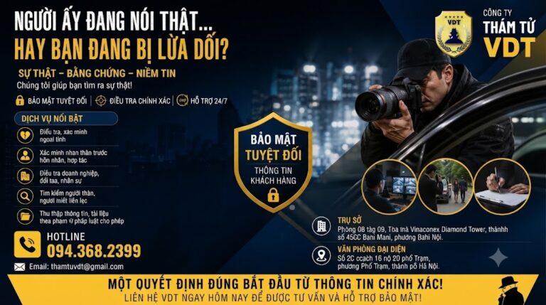 Dịch Vụ Thám Tử Uy Tín Tại Hà Nội – Bảo Mật Tuyệt Đối, Điều Tra Chính Xác, Hỗ Trợ 24/7