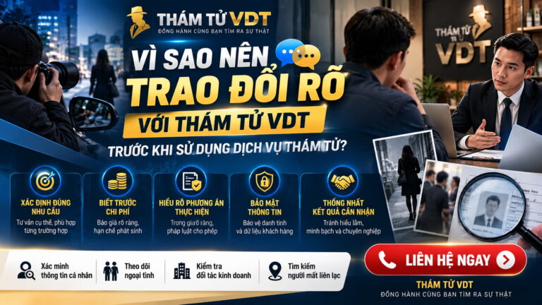 Vì sao nên trao đổi rõ với Thám tử VDT trước khi sử dụng dịch vụ thám tử?